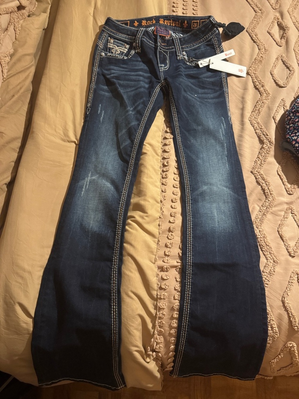 Rock Revival Women's Dark Indigo Wide Leg Jeans with Contrast Stitching
